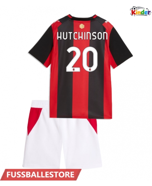 Günstige AC Milan Omari Hutchinson #20 Heimtrikotsatz Kinder 2026-27 Kurzarm (+ Kurze Hosen)